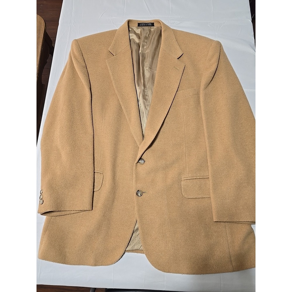 Stafford 100%‎ Camel Hair Blazer Sport Jacket Coats Mens Sz 44R Tan 2 Button VTG